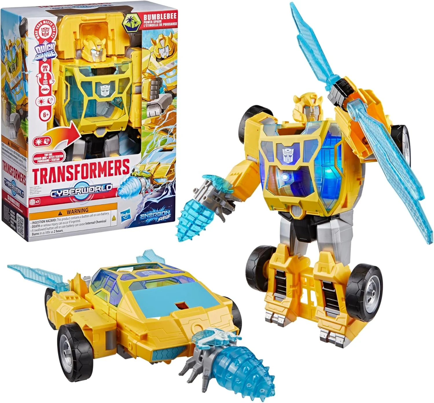 Transformers CYBERWORLD, Energon Surge, Bumblebee Power Spark | Action Figure da 28 cm con luci e Suoni | Conversione Veloce da Robot a Veicolo | dai 6 Anni in su - Image 5