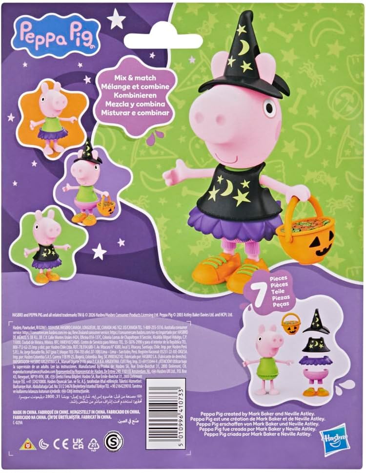 Peppa Pig Halloween Dress-Up Figure with 6 Easy-On Fashion Accessories, 6-Inch Doll, Preschool Toys for Girls and Boys Ages 3+ - Image 3