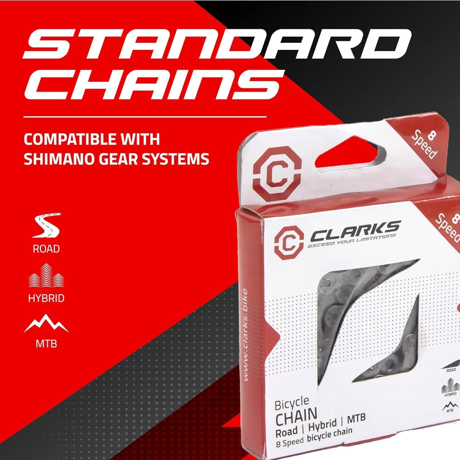 Clarks Standard Bike Chain - Single Speed to 12 Speed Size Durable, Lightweight Bike Chains for Hybrid Gear Systems on MTB and Road Bikes - Image 7