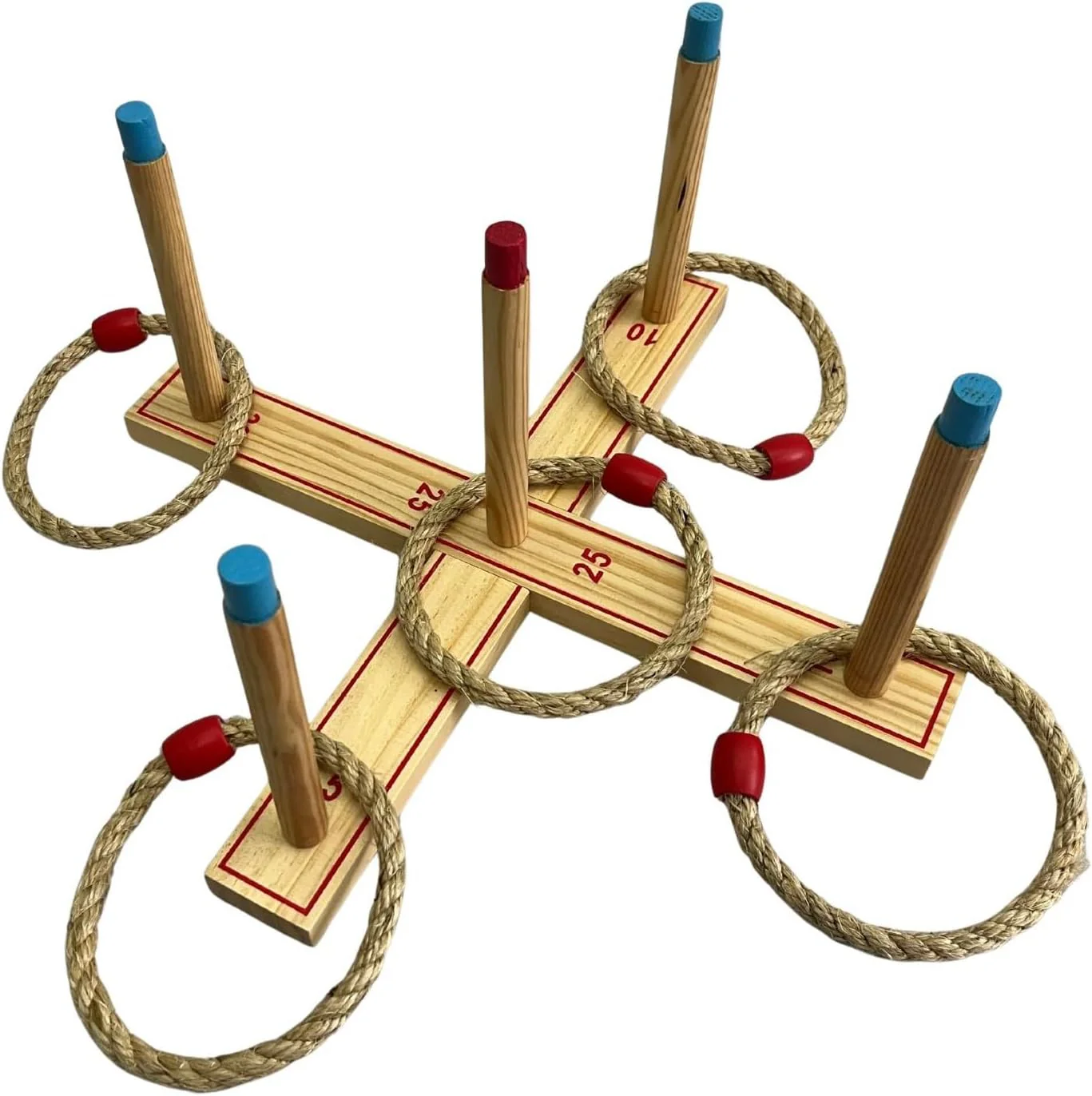 Wooden Ring Toss Game, FSC Pine Wood Garden Game Set with 5 Rings and Carry Bag, Outdoor Family Party Play - Image 6