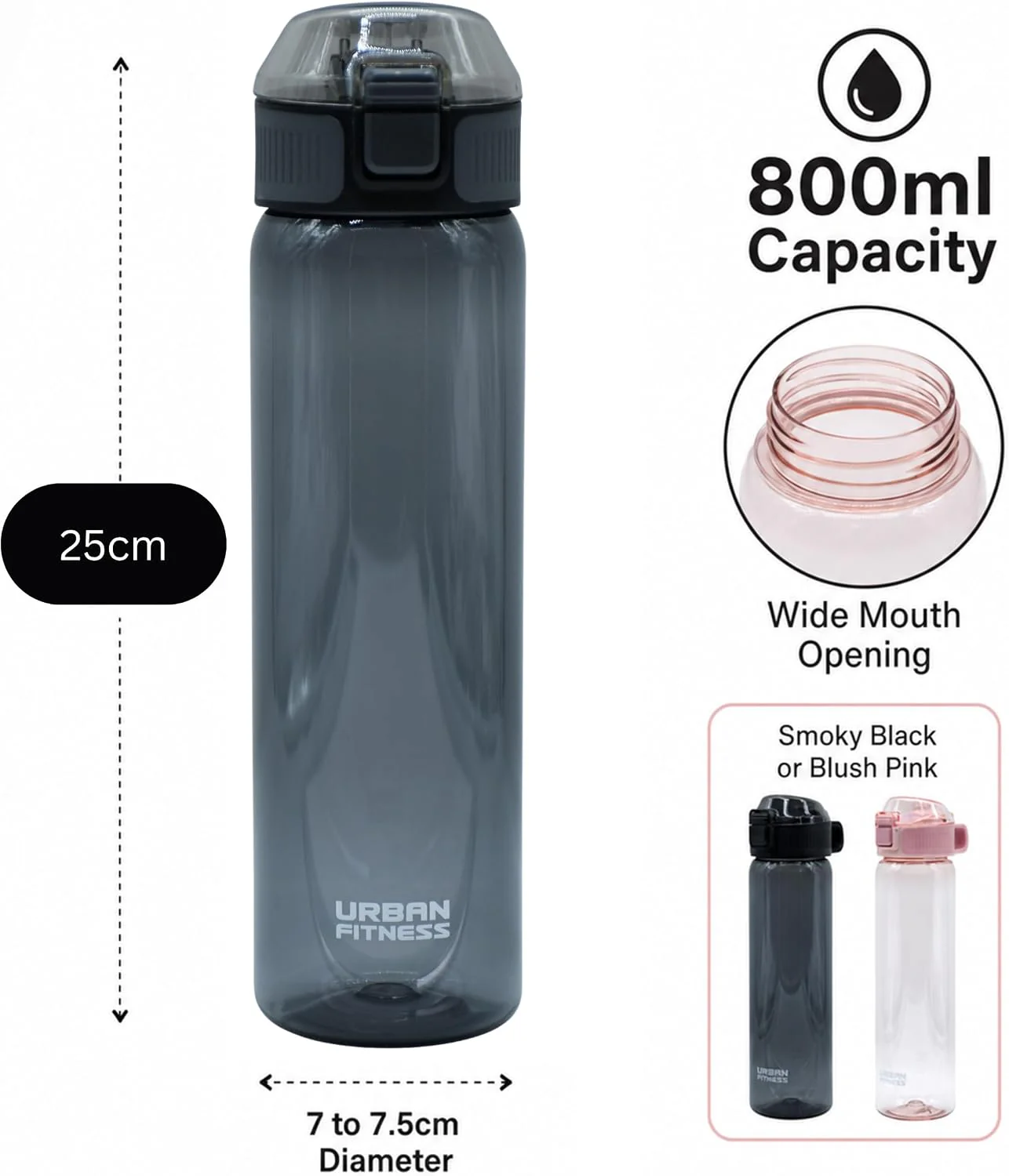 VitalFlip Water Bottle, 800ml BPA Free Tritan Sports Bottle with Flip Lid, Straw, Leakproof Carry Handle for Gym, Travel and Everyday Hydration - Image 4
