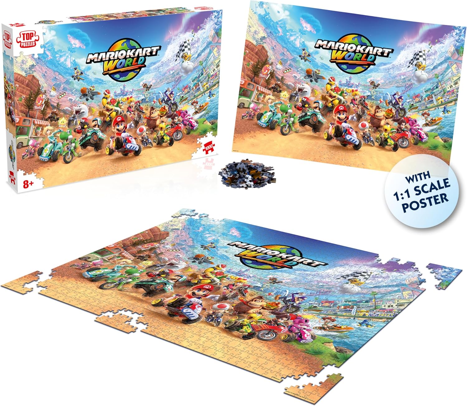 Winning Moves Mario Kart Puzzle 1000 Pieces (+ Poster) - Toys for Kids 10+ Years and All Game Fans, to Play Alone or in Company - Image 2