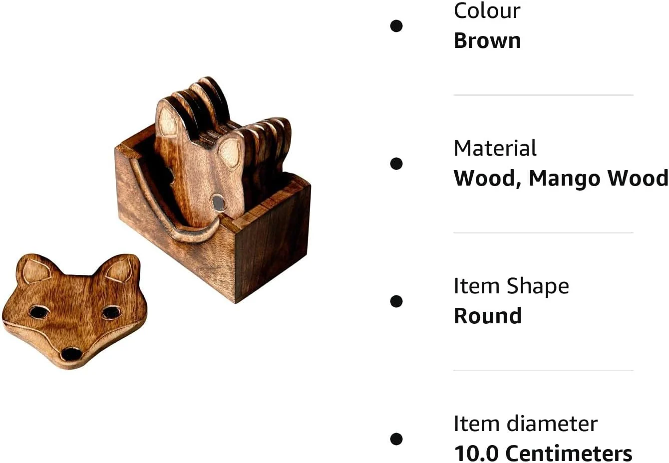 Sass & Belle Wooden Brown Fox Coasters - Set of 6 - Image 3
