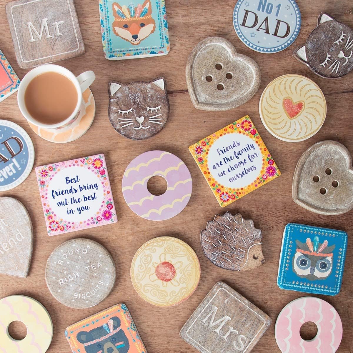 Sass & Belle Wooden Brown Fox Coasters - Set of 6 - Image 4