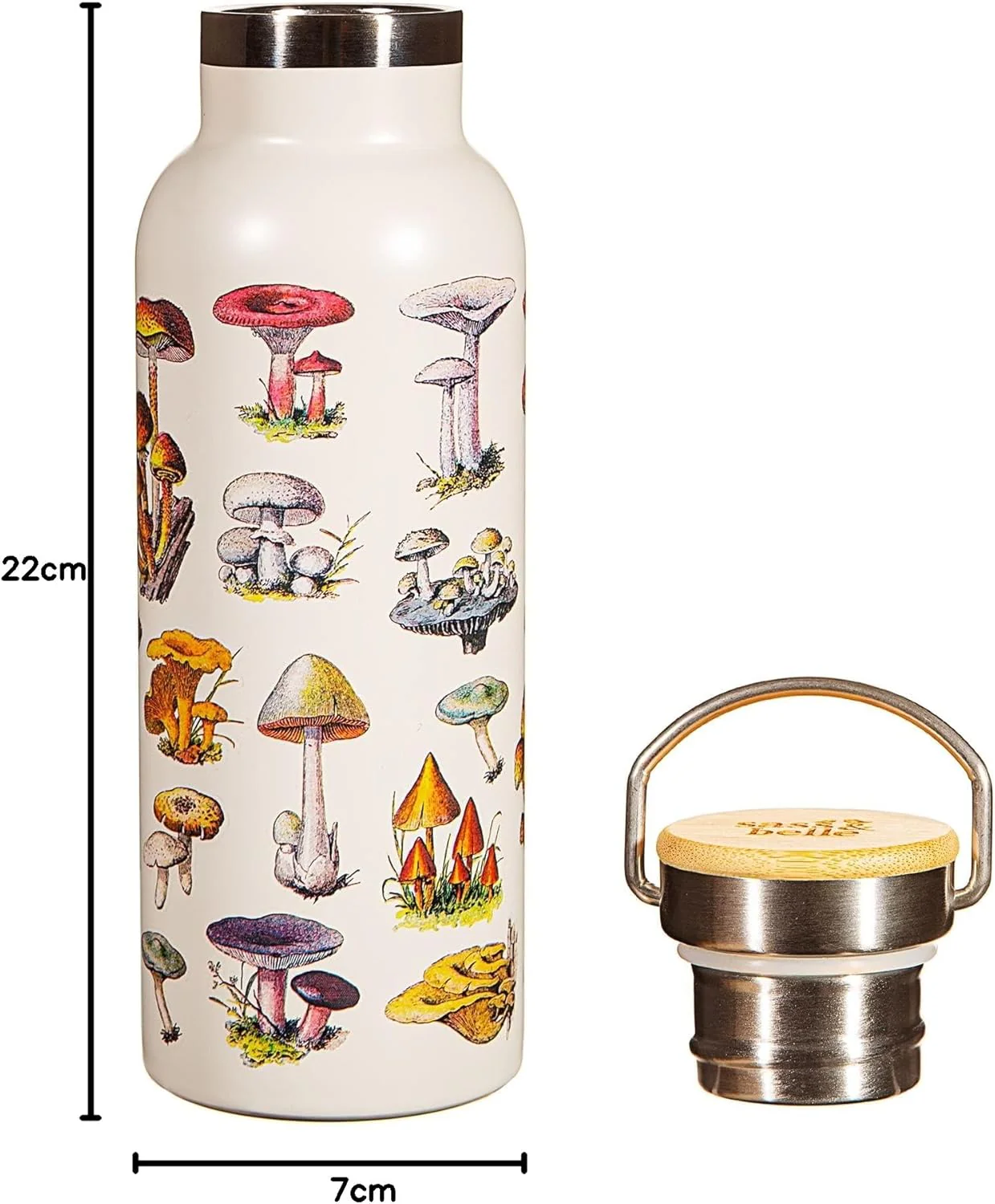 Sass & Belle Vintage Mushroom Metal Water Bottle - Image 2