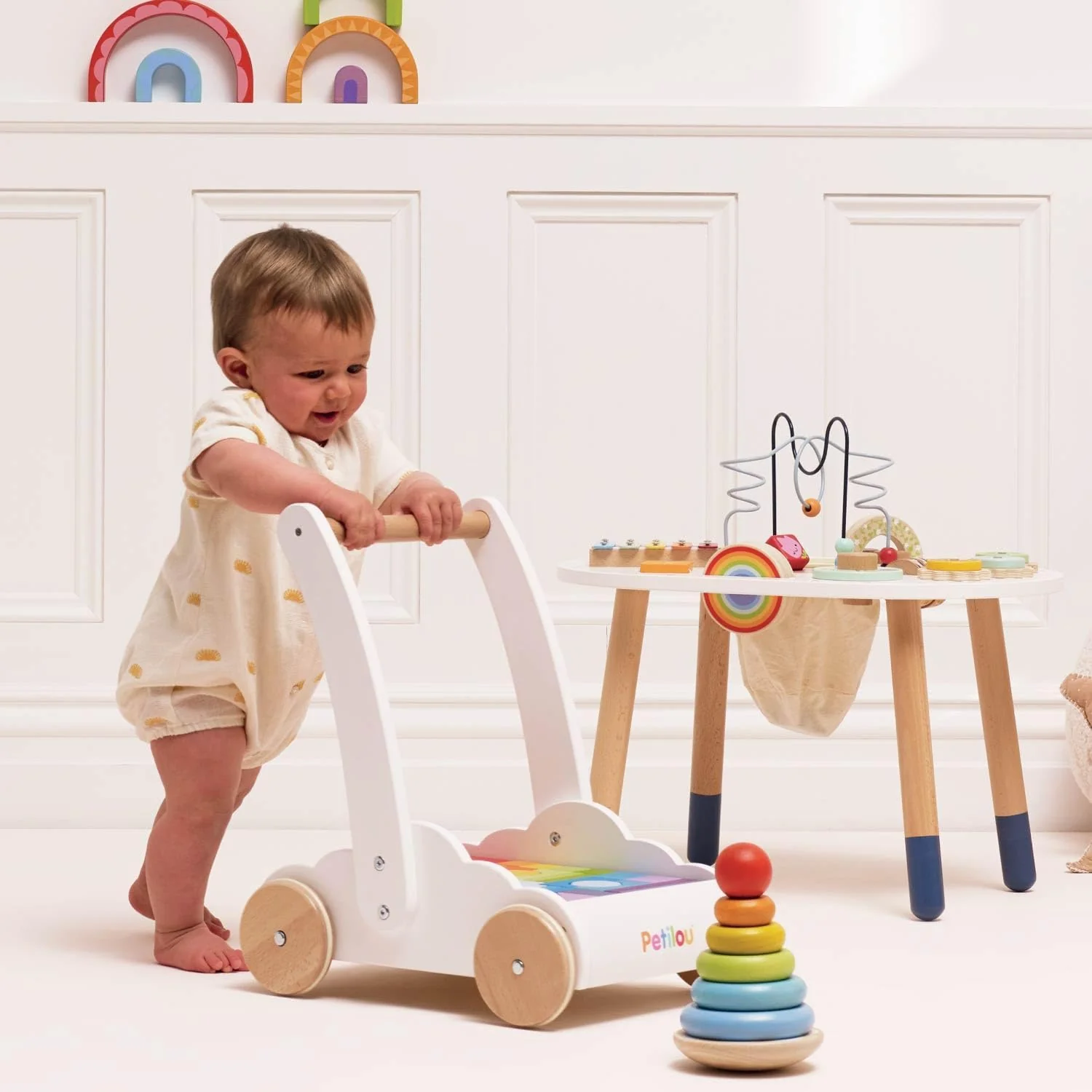 Le Toy Van - Petilou Wooden Educational Rainbow Cloud Walker Toy For Toddlers And Babies | Suitable For A Boy Or Girl 1 Year Old + - Image 2