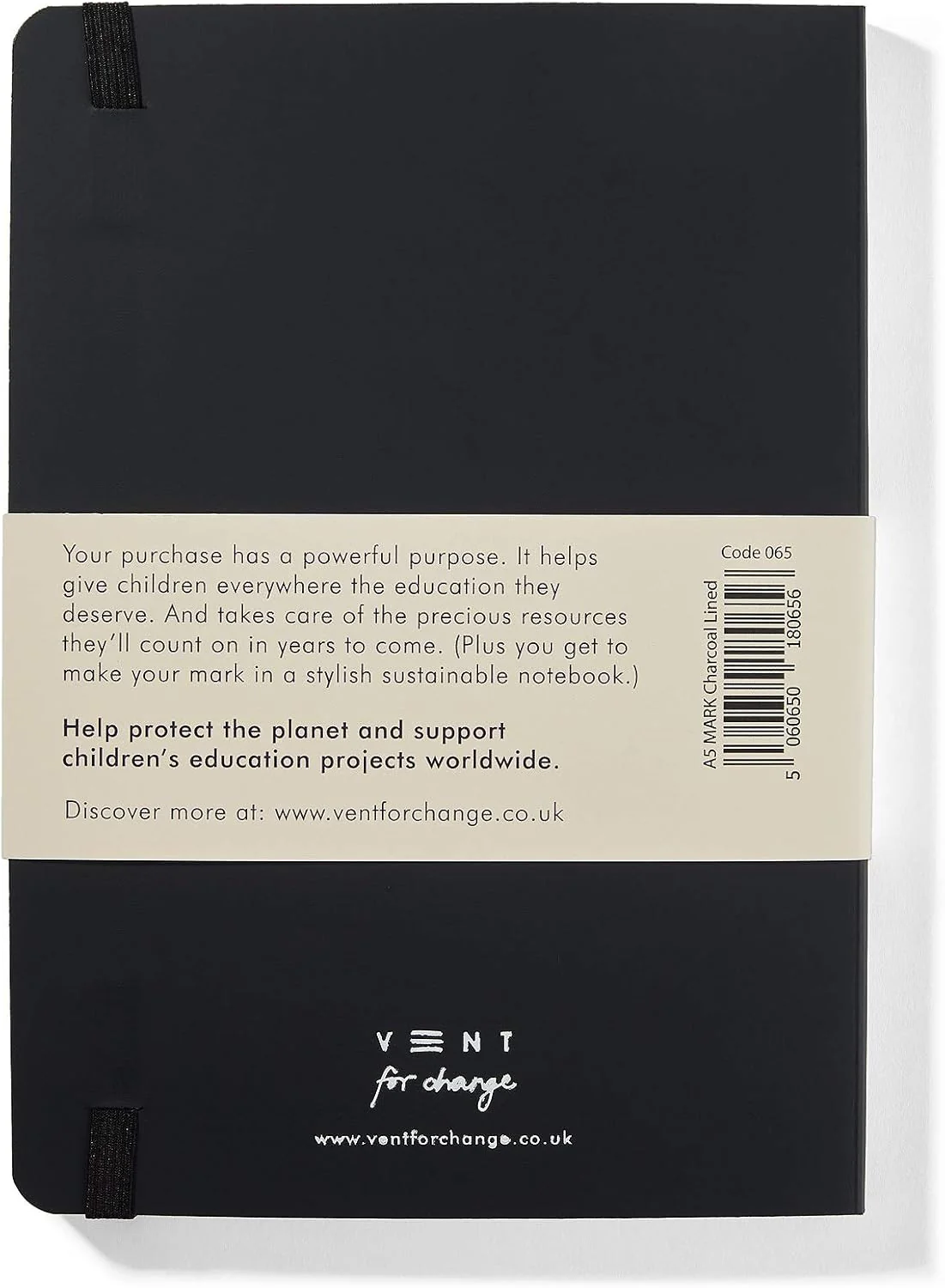 HDmirrorR VENT for Change - Make a Mark Range Classic Design Eco Friendly Recycled Leather A5 Notebook with Lined Paper | Lined Notebook/Notepad | Lined Journal, Great As A Gift - Charcoal Grey - Image 8