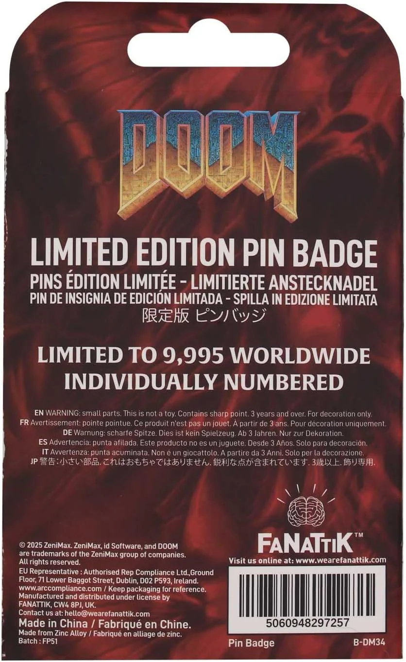 DOOM Floppy Disk Limited Edition Pin Badge, 45 x 45mm, Metall Gummi - Image 2