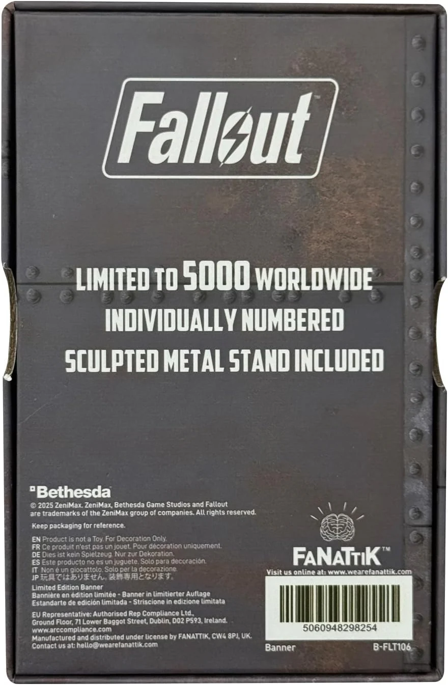 FaNaTtik Fallout Brotherhood of Steel Metal Banner – Limited Edition Mini Collectible – Officially Licensed, Individually Numbered Desk Display - Image 3