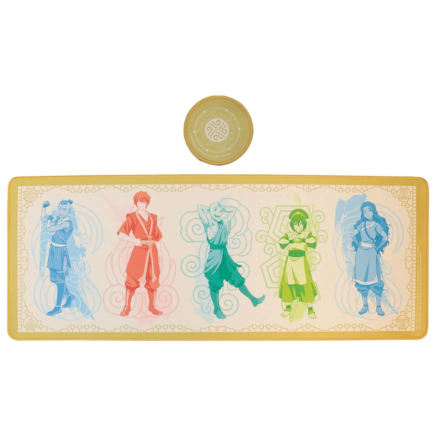 Avatar: The Last Airbender Elements Schreibtischunterlage und Untersetzer-Set – Offizielles großes Gaming-Mauspad, 800 x 300 mm, mit rutschfester Unterseite und verstärkten Kanten