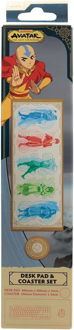 Avatar: The Last Airbender Elements Schreibtischunterlage und Untersetzer-Set – Offizielles großes Gaming-Mauspad, 800 x 300 mm, mit rutschfester Unterseite und verstärkten Kanten - Image 7