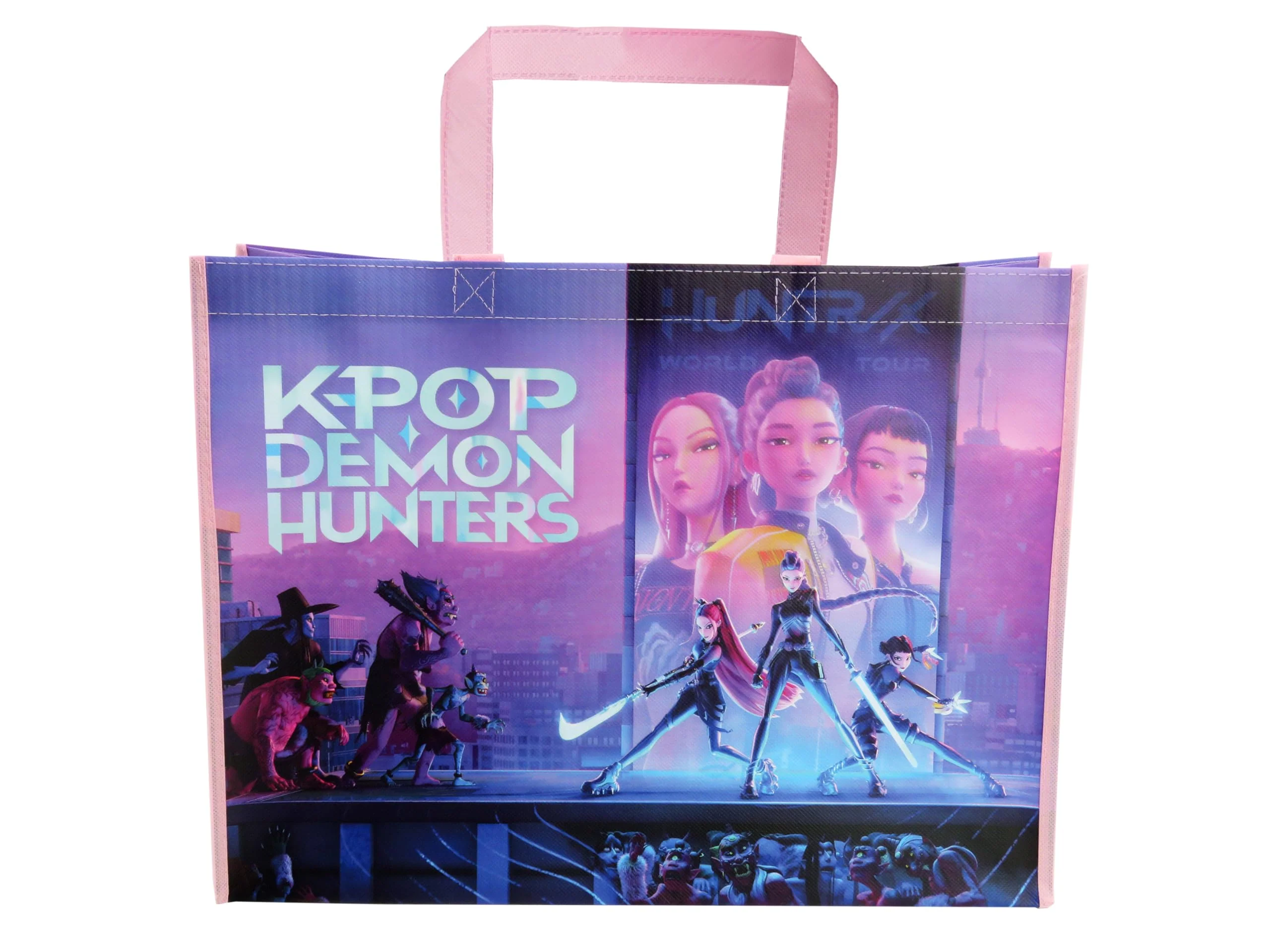 CYP Brands - K-Pop Demon Hunters Shopping Bag, Multicoloured, Saja Boys, Derpy, Reusable Bag, Tote Bag Resistant, Official Product