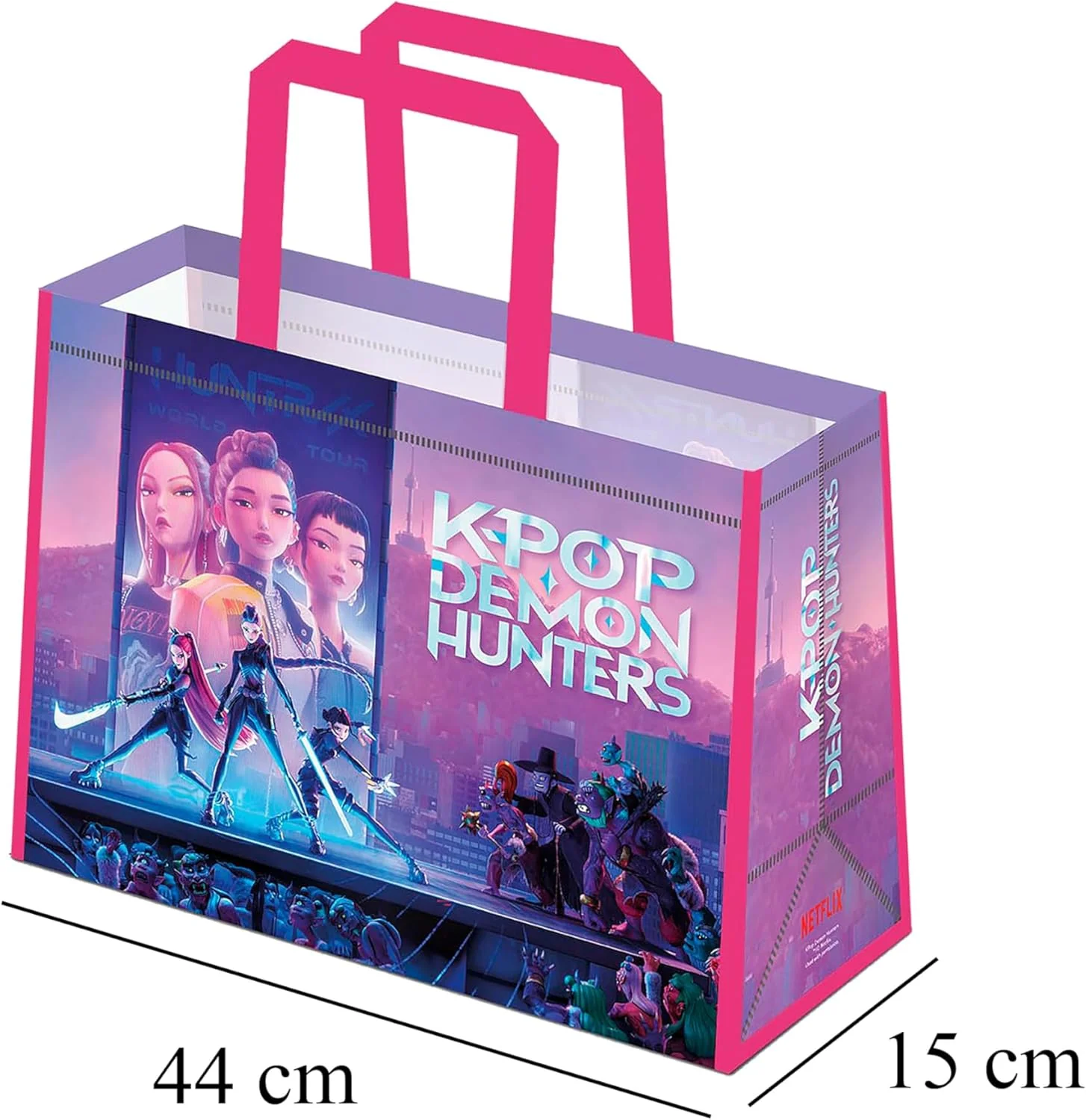 CYP Brands - K-Pop Demon Hunters Shopping Bag, Multicoloured, Saja Boys, Derpy, Reusable Bag, Tote Bag Resistant, Official Product - Image 3