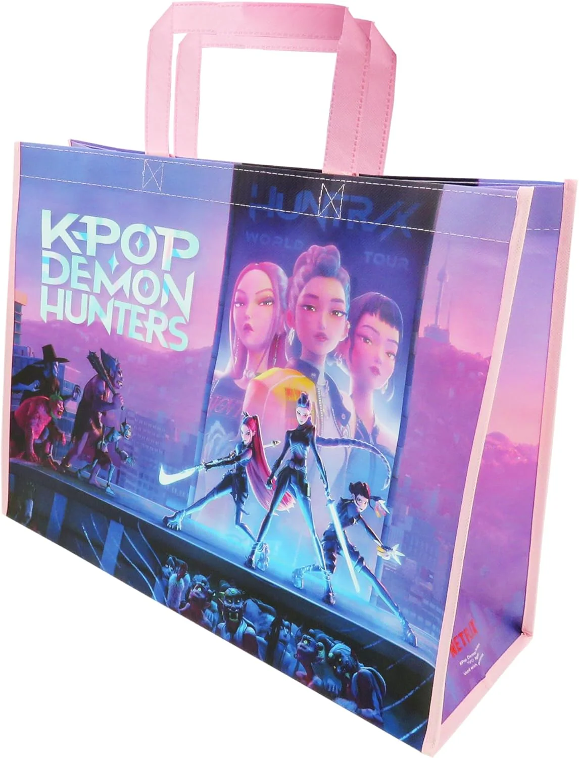 CYP Brands - K-Pop Demon Hunters Shopping Bag, Multicoloured, Saja Boys, Derpy, Reusable Bag, Tote Bag Resistant, Official Product - Image 4