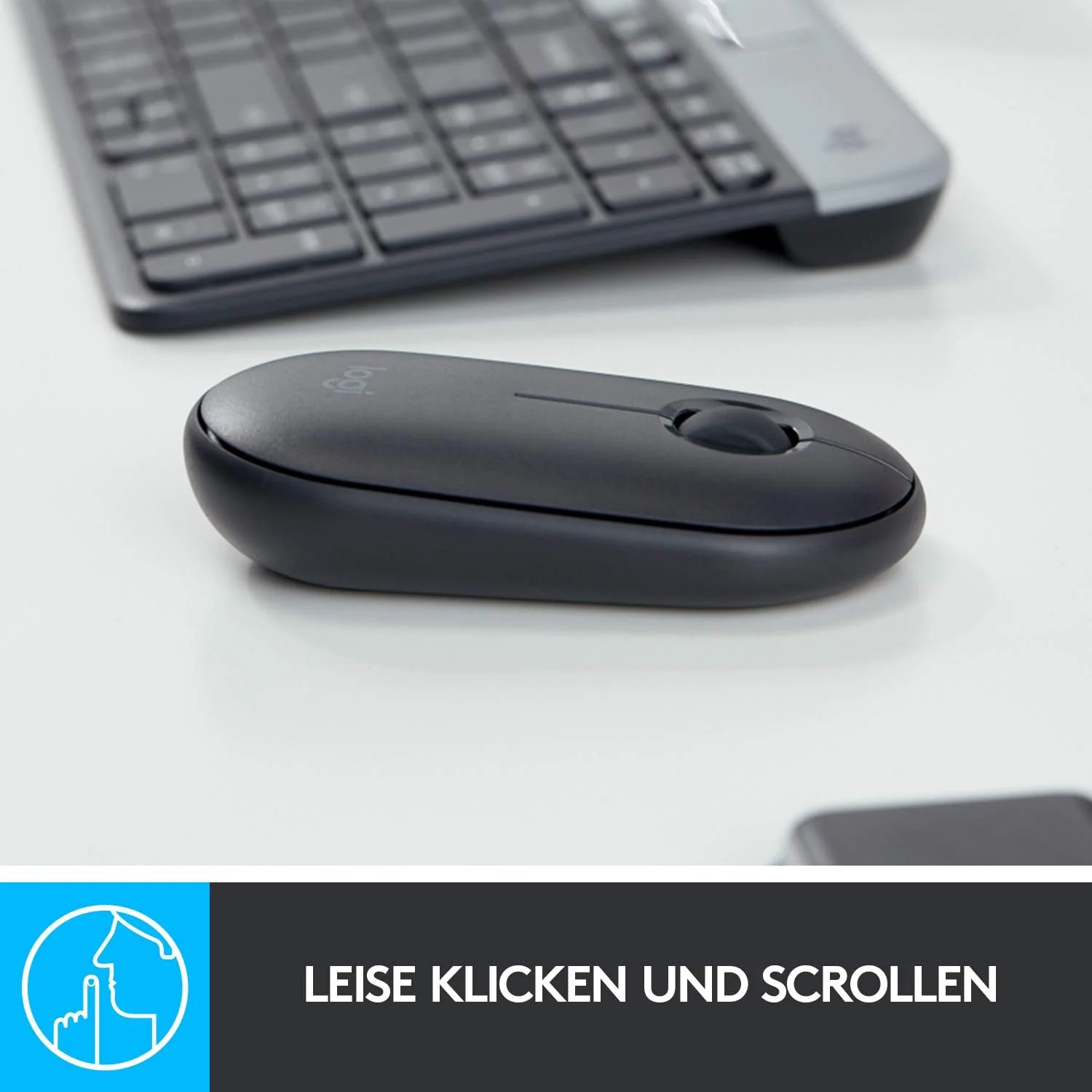 Logitech Pebble Wireless Mouse with Bluetooth or 2.4 GHz Receiver, Silent, Slim Computer Mouse with Quiet Clicks, for Laptop/Notebook/iPad/PC/Mac/Chromebook - Graphite/Black - Image 3