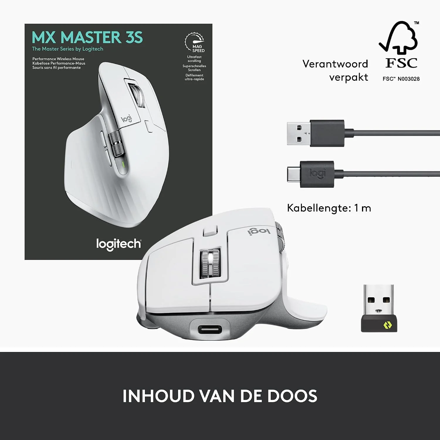 Logitech MX Master 3S - Wireless Performance Mouse with Ultra-fast Scrolling, Ergo, 8K DPI, Track on Glass, Quiet Clicks, USB-C, Bluetooth, Windows, Linux, Chrome - Grey - Image 4