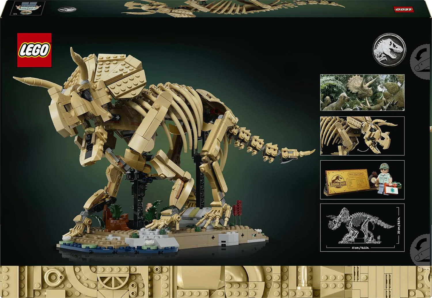 LEGO Jurassic World Dinosaur Fossils: Triceratops - Display Model Kit for Adults w/Dr. Gerry Harding Minifigure - DIY Shelf Decor - Gift for Jurassic Park Fans - 77985 - Image 3