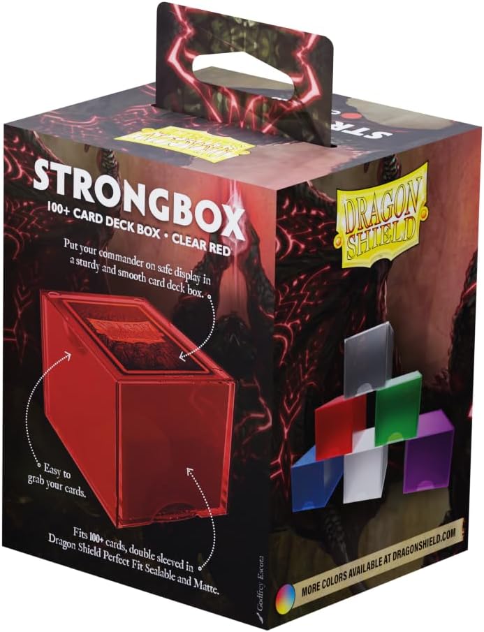 Dragon Shield Strongbox Deck Box Clear Red, Holds 100+ Double Sleeved Cards, Acrylic TCG Storage Case, Vacuum Seal Closure, Stackable, Display Lid, 83.5 x 106 x 75.5 mm - Image 3