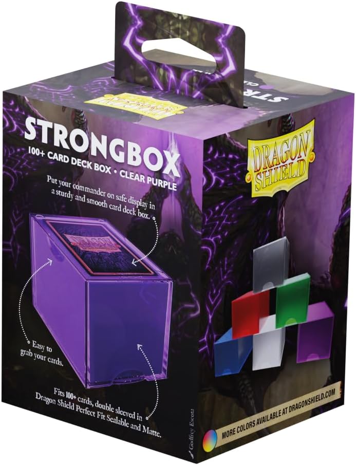 Dragon Shield Strongbox Deck Box Clear Purple, Holds 100+ Double Sleeved Cards, Acrylic TCG Storage Case, Vacuum Seal Closure, Stackable, Display Lid, 83.5 x 106 x 75.5 mm - Image 7