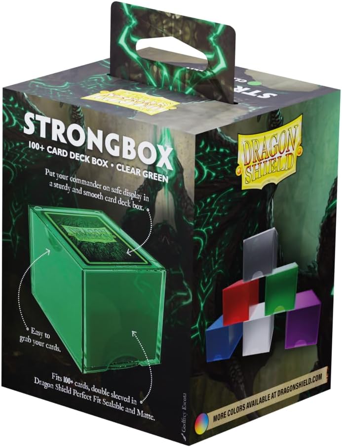 Dragon Shield Strongbox Deck Box Clear Green, Holds 100+ Double Sleeved Cards, Acrylic TCG Storage Case, Vacuum Seal Closure, Stackable, Display Lid, 83.5 x 106 x 75.5 mm - Image 4