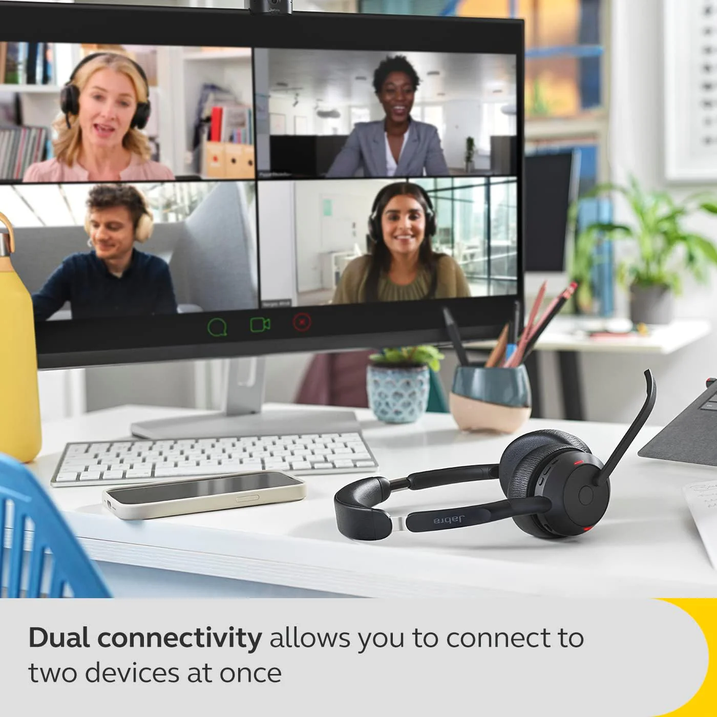 Jabra Evolve2 55 Micro-casque sans fil stéréo avec technologie Jabra Air Comfort, micros à réduction de bruit et ANC. Certifié MS Teams, fonctionne avec toutes les plateformes - Noir - Image 4