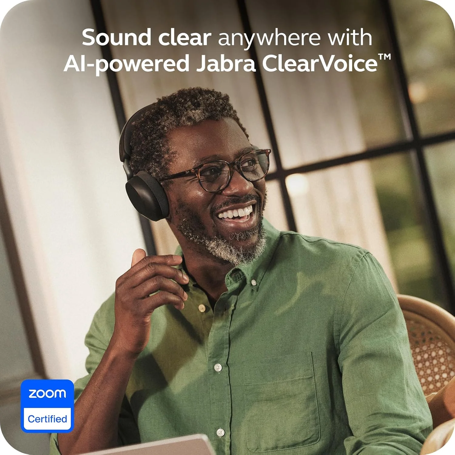Jabra Evolve3 75 On-Ear Wireless Bluetooth Headset with Microphone for Work, USB-A, AI Voice Call Technology, Advanced Active Noise Cancellation, 22-Hour Battery, Works with Online Meeting Apps, Black - Image 3