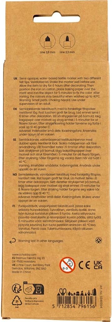 Textielstiften, lijn 2,3+3,6, diverse kleuren, 6 st/1 pak - Image 3
