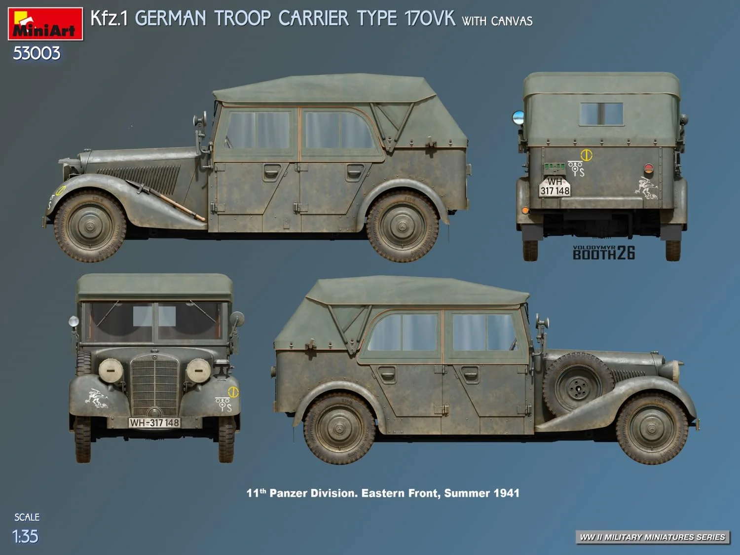 MiniArt - 1/35 Kfz.1 German Troop Carrier Type 170vk W/canvas - Image 3