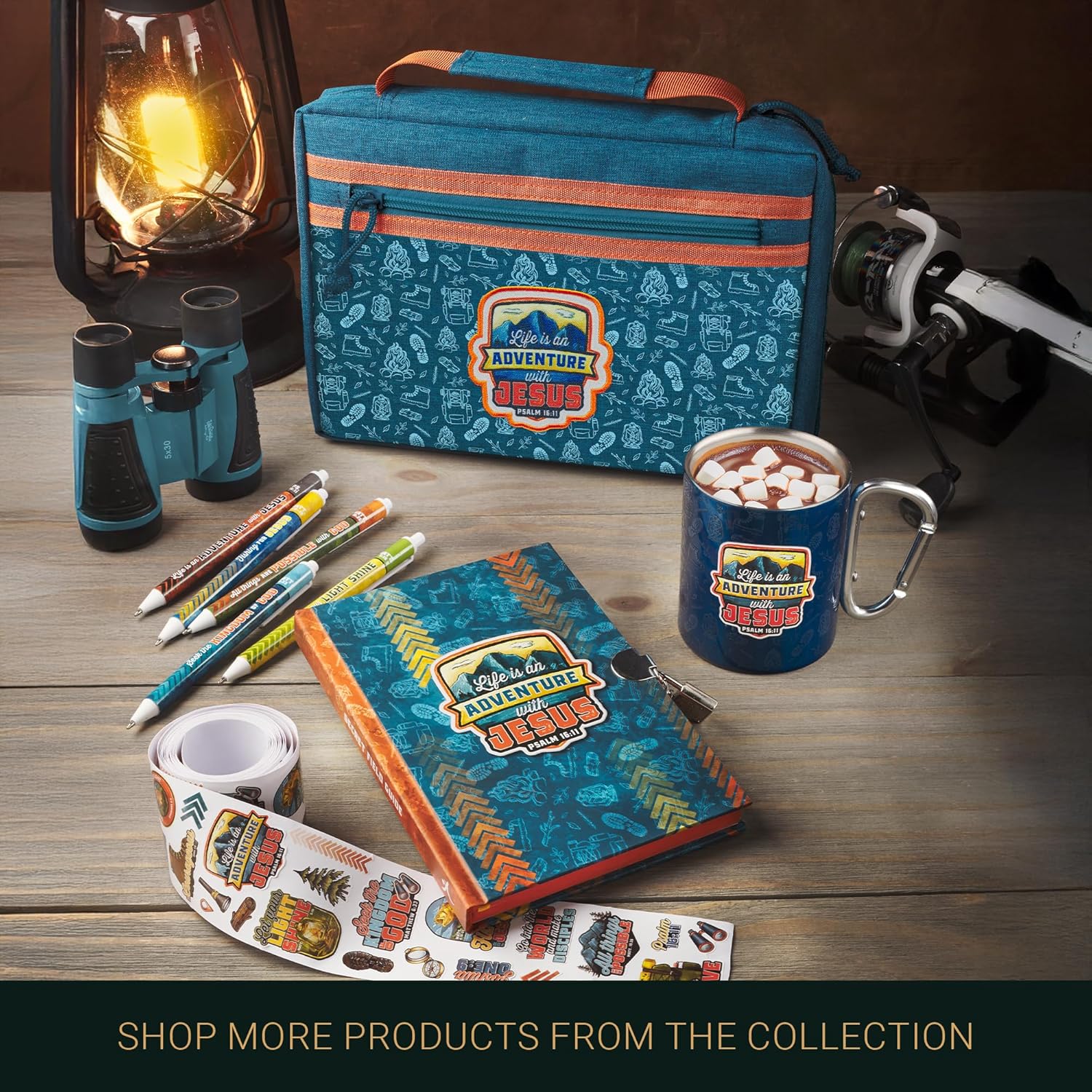 Christian Art Gifts Medium Portrait Inspirational Gift Bag, Tag & Wrapping Tissue Paper Set for Boys & Girls: Adventure with Jesus Encouraging Scripture, Satin Handles, Blue - Image 7