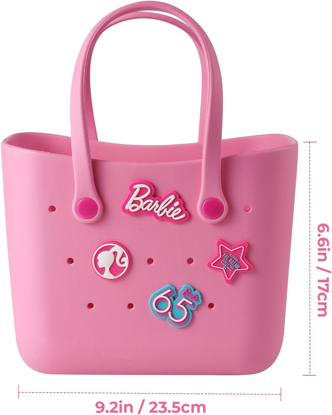 MINISO Barbie Tote Bag, Reusable Small Rubber Waterproof Bag, Cute Design Practical And Portable Handbag for Work Travel - Image 3