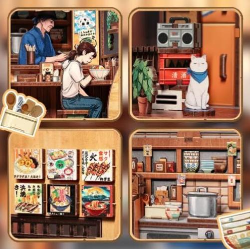 Book Nook DIY Oishii Kyoto - Japanisches Miniatur Set mit LED - Ramen Shop zum Bauen - Premium Bücherregal Dekoration - Originelle Geschenkidee - Image 3
