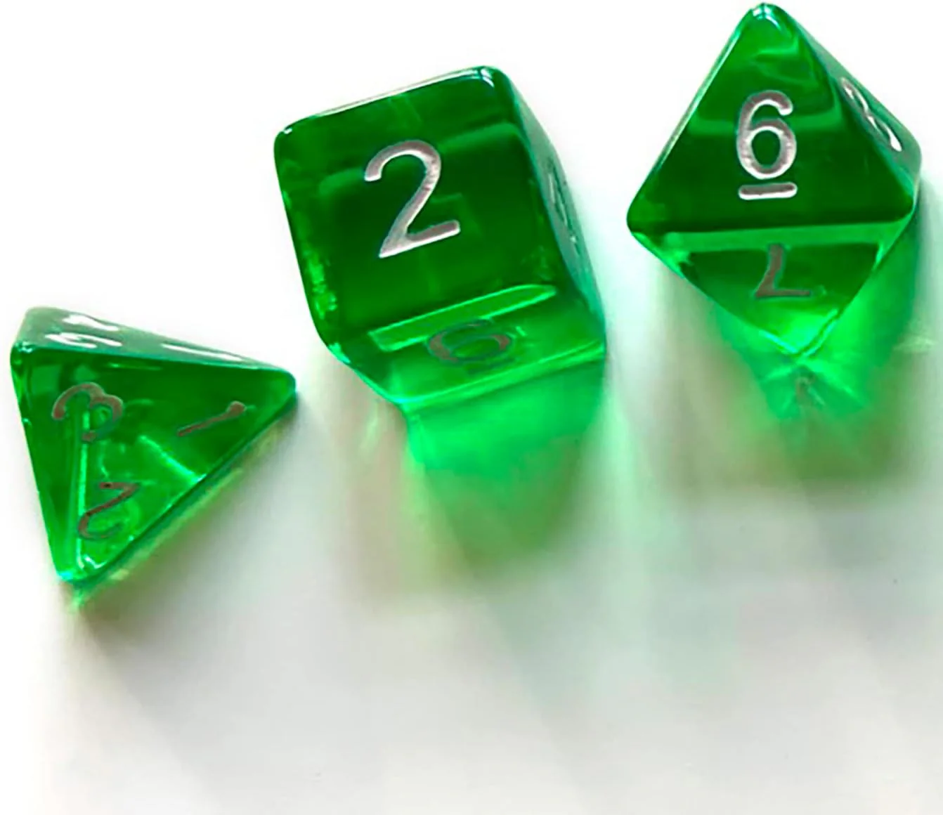 Dragonbane: Dice Set - 6 Piece Green Transparent Dice Set, Free League Publishing, Includes D4, D6, D8, D10, D12 & D20 - Image 4