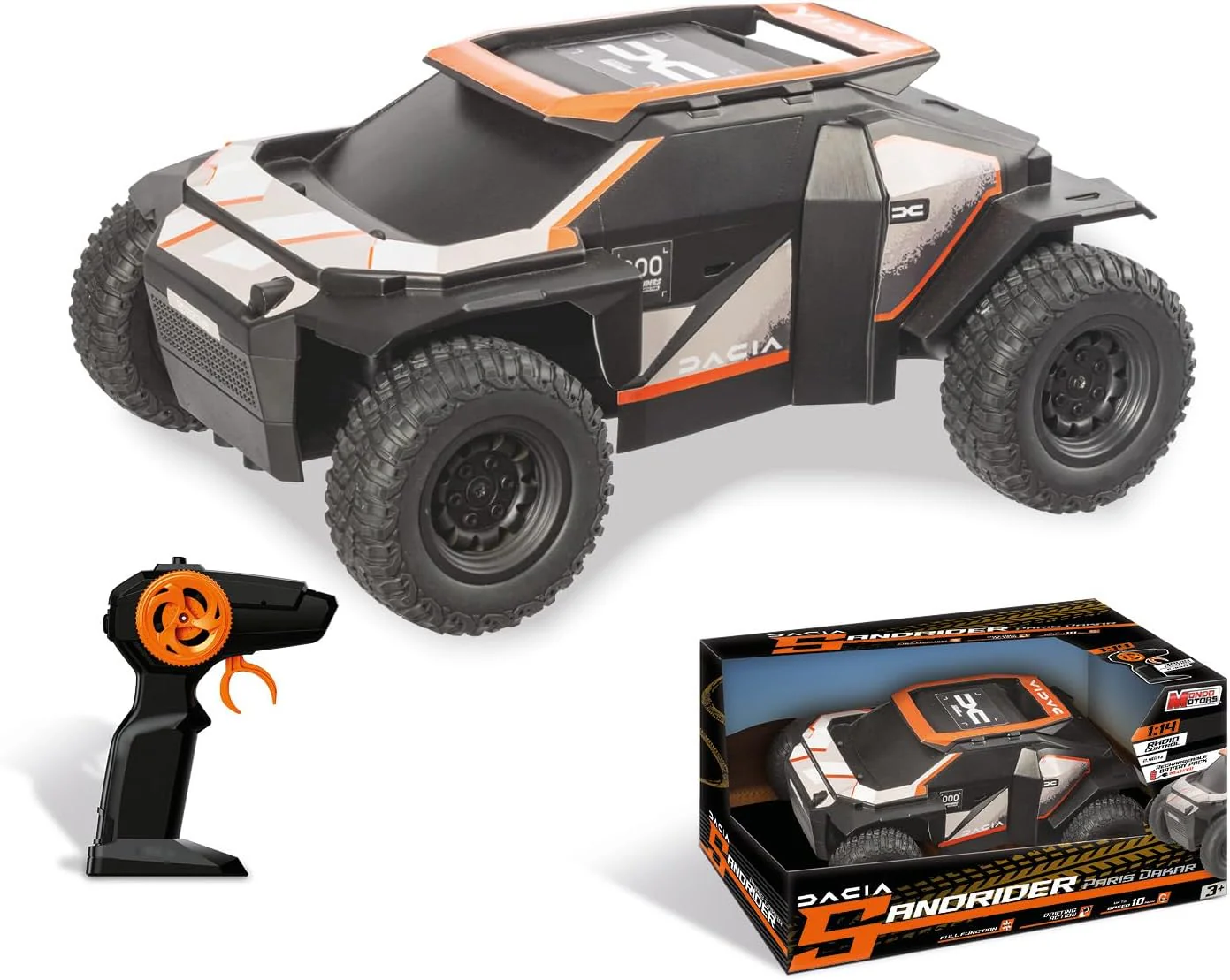 MONDO Dacia Sandrider Parijs Dakar model schaal 1:14 incl. oplaadbare batterijen, speelgoedauto voor kinderen 63834 - Image 4