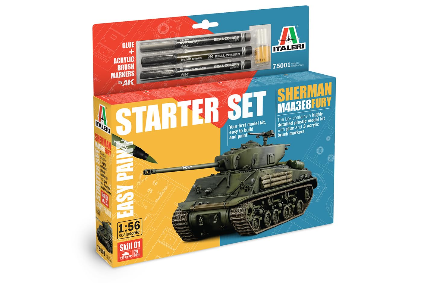 Italeri - 1/56 M4a3e8 Sherman Fury