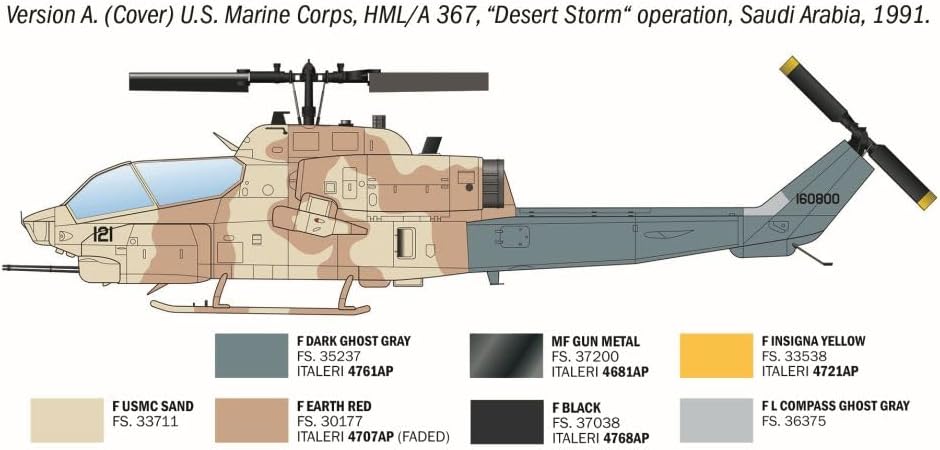 Italeri 90160 AH-1W Super Cobra 1:72 Scale Plastic Model Kit/Model Assembly - Image 7