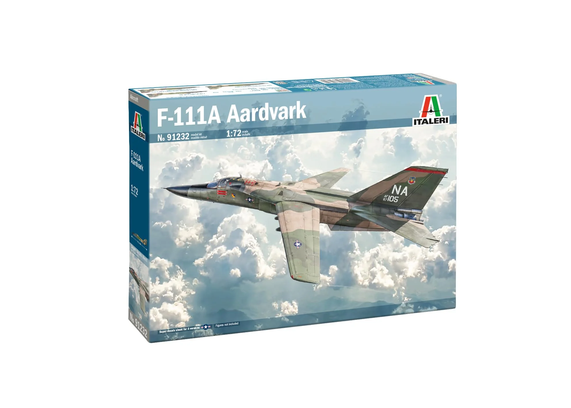 Italeri 91232 F-111A Aardvark 1:72 Scale Plastic Model Kit/Model Assembly