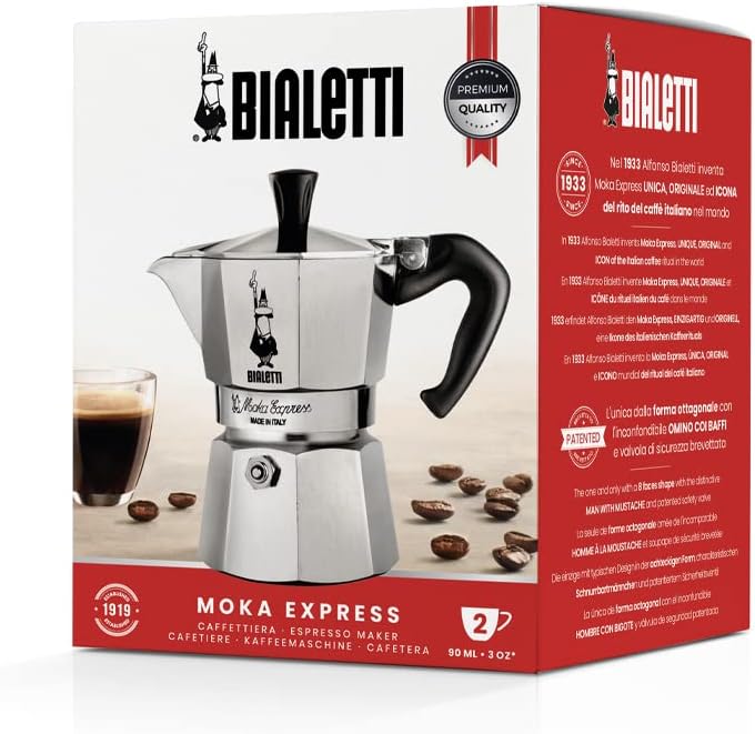 Bialetti Moka Express Aluminium Stovetop Coffee Maker (2 Cup), 8x11x11 cm, Silver - Image 4