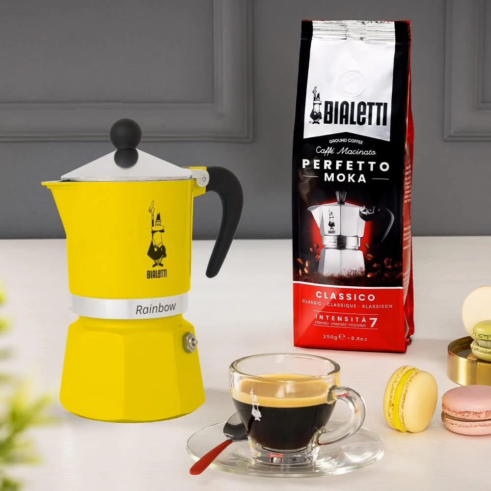 Bialetti Rainbow Caffettiera Colorata, Alluminio, Giallo, 3 Tazze - Image 5