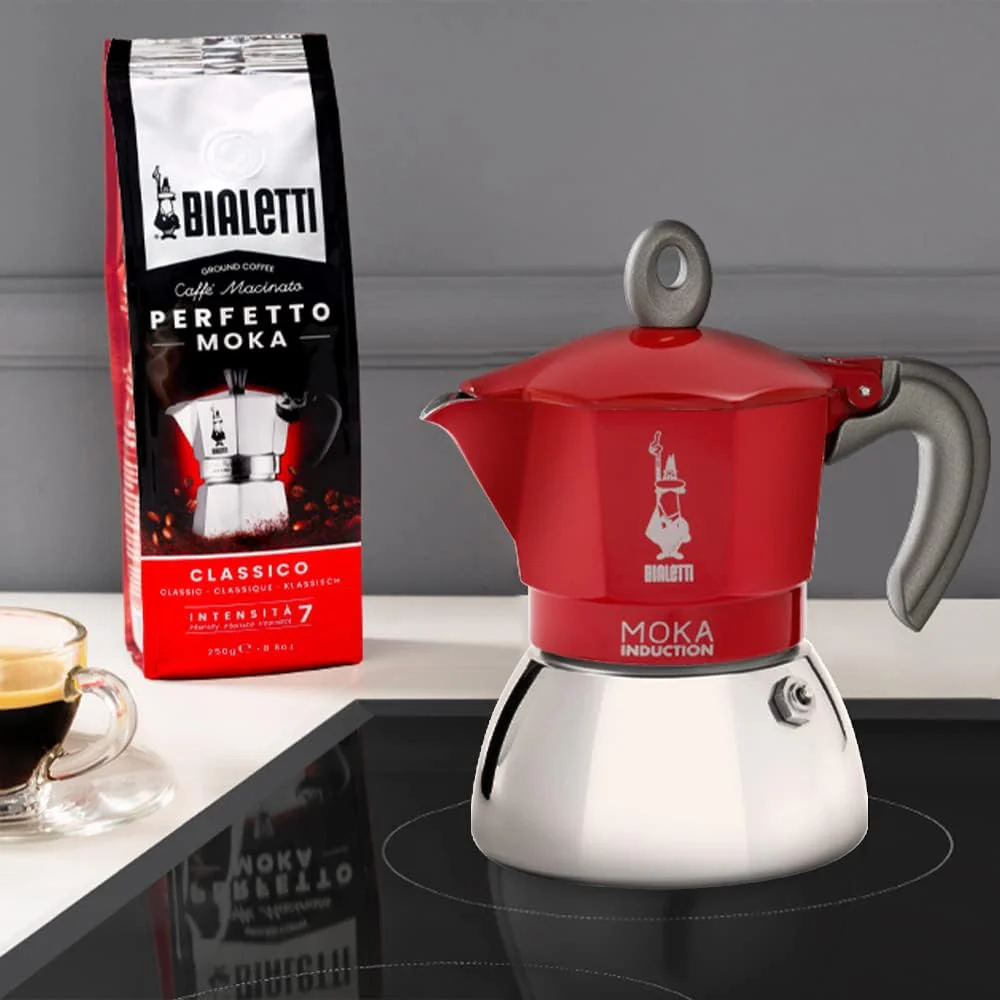 Bialetti New Moka Induction Induction Coffee Maker, 2 Cups, 100 milliliters, Aluminium, Red - Image 3