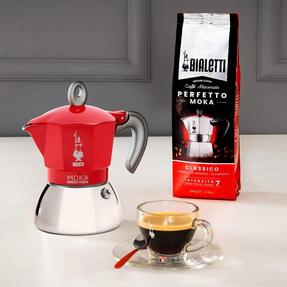 Bialetti New Moka Induction Induction Coffee Maker, 2 Cups, 100 milliliters, Aluminium, Red - Image 7