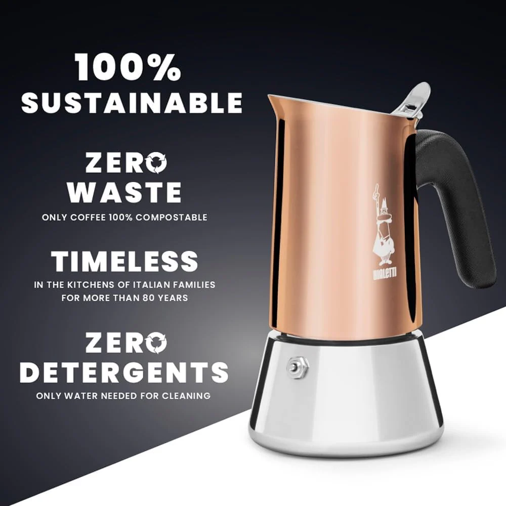 Bialetti Venus Induction 'R' Stovetop 6 Cup Coffee Maker Copper - Image 5