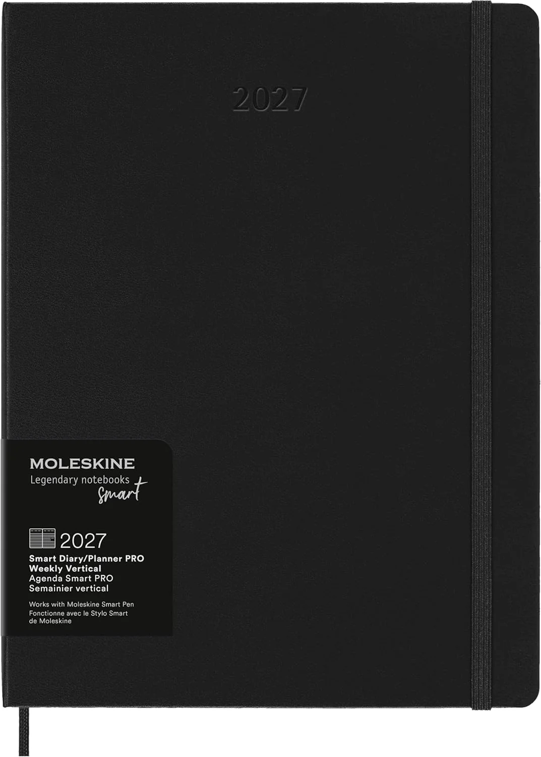 Moleskine Weekly Digital Planner 2027, Hard Cover 12 Month Vertical Smart PRO Planner with Elastic Closure, XL Size 19x25 Cm, Black - Image 7