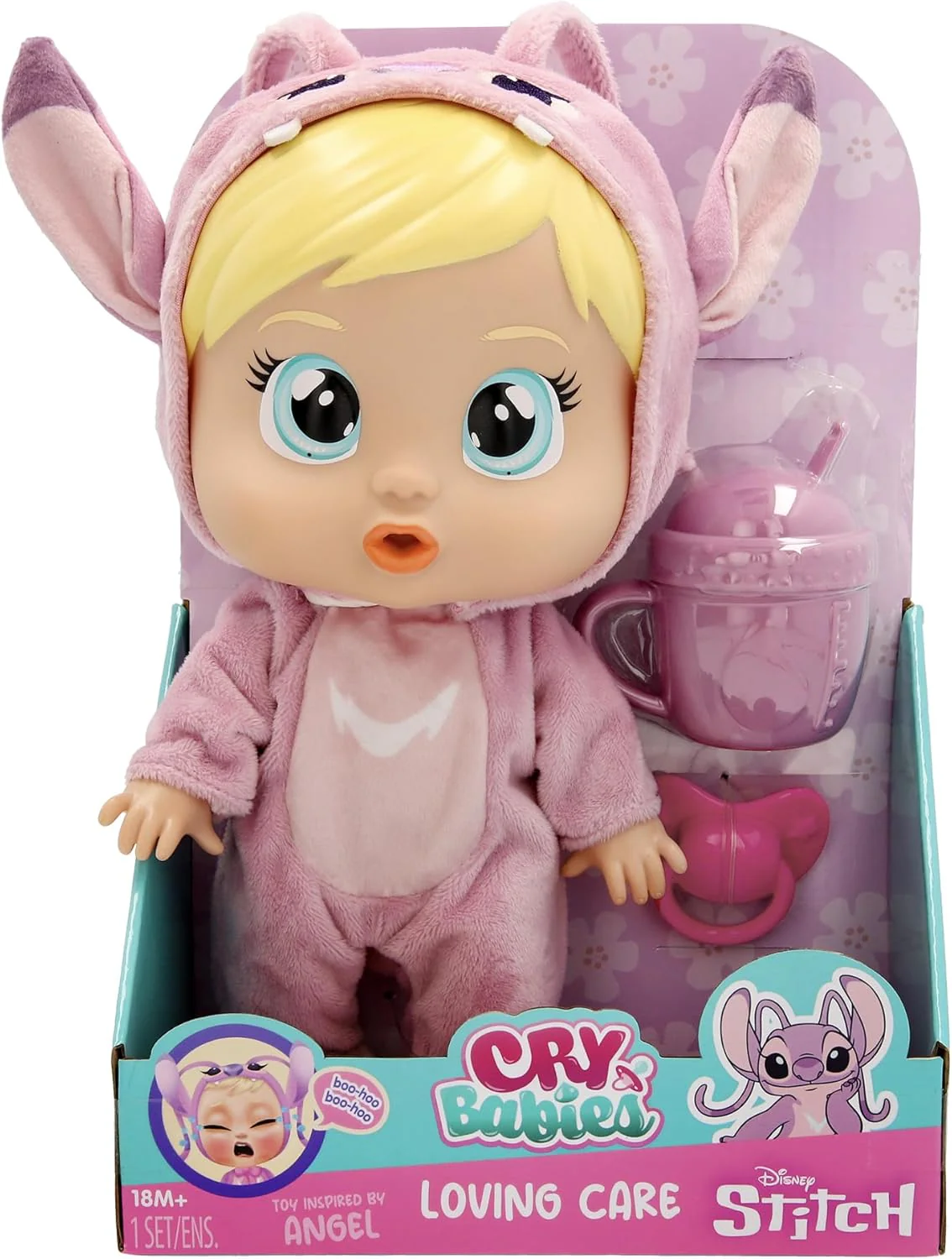 Cry Babies Disney Angel Interaktive Puppe Cry Baby Loving Care inspiriert von Angel, mit 3 Zubehörteilen und echten Tränen Kinder ab 3 Jahren - Image 3