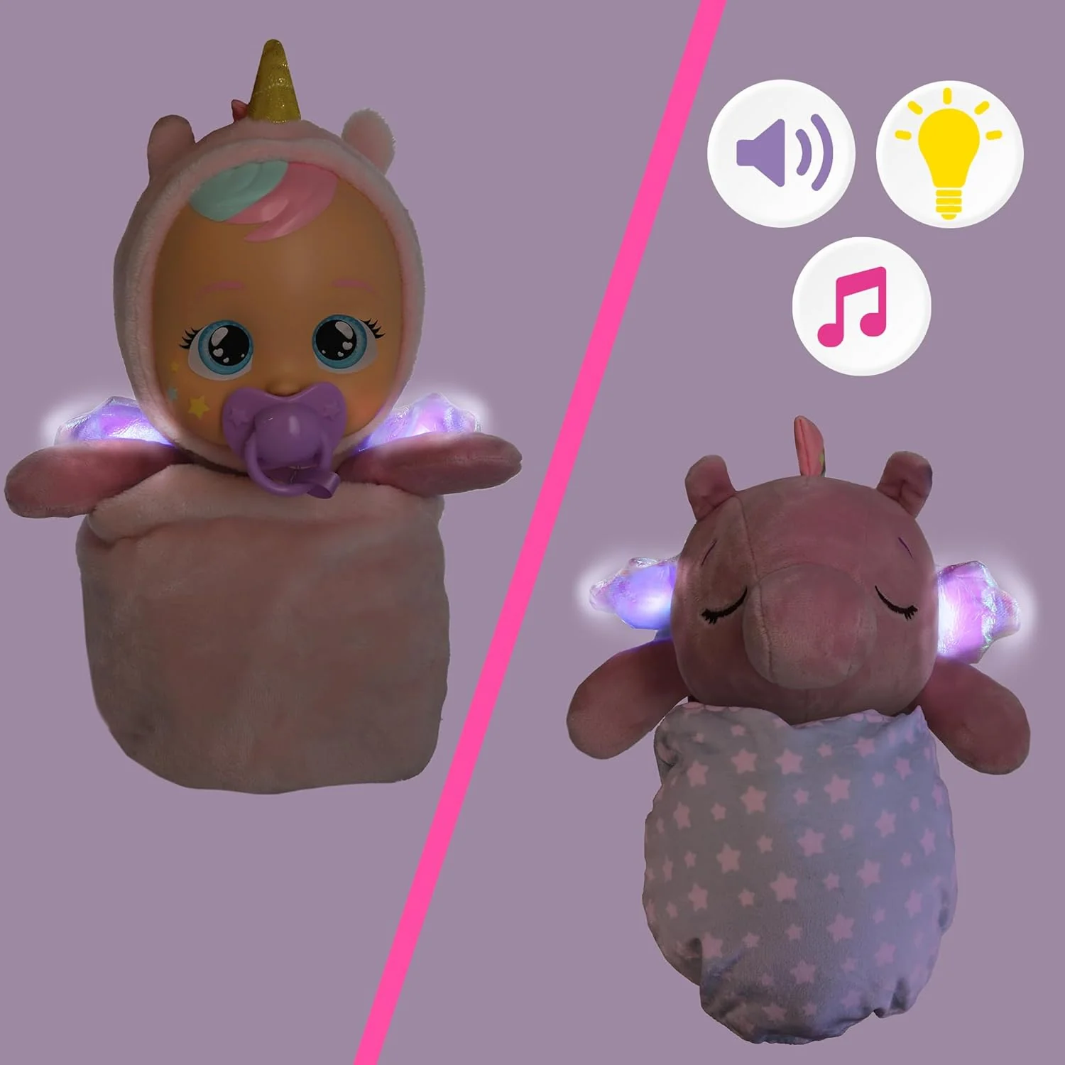 CRY Babies Luna & Poppy Interaktive Puppe Kinderleichtes Einschlafen mit Goodnight Friends Luna und Poppy, mit magischen Lichtern, sanften Babylauten und Schlafliedern. Kinder ab 3 Jahren - Image 5