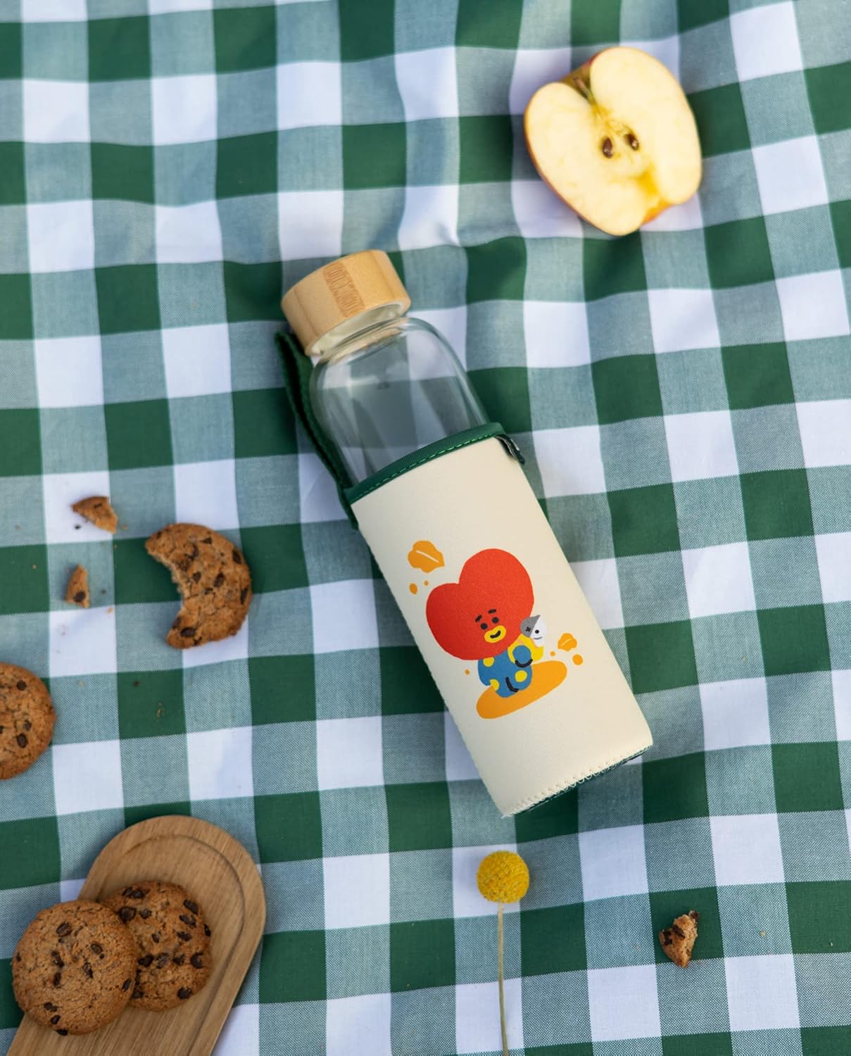Grupo Erik Trinkflasche 500 ml Glas - GYM FlascheBT21 Tata Glasflasche 500 ml - Sportflasche Kinder - Wasserflasche Glas - BTS Fanartikel Offizieller BTS Merch - Image 8