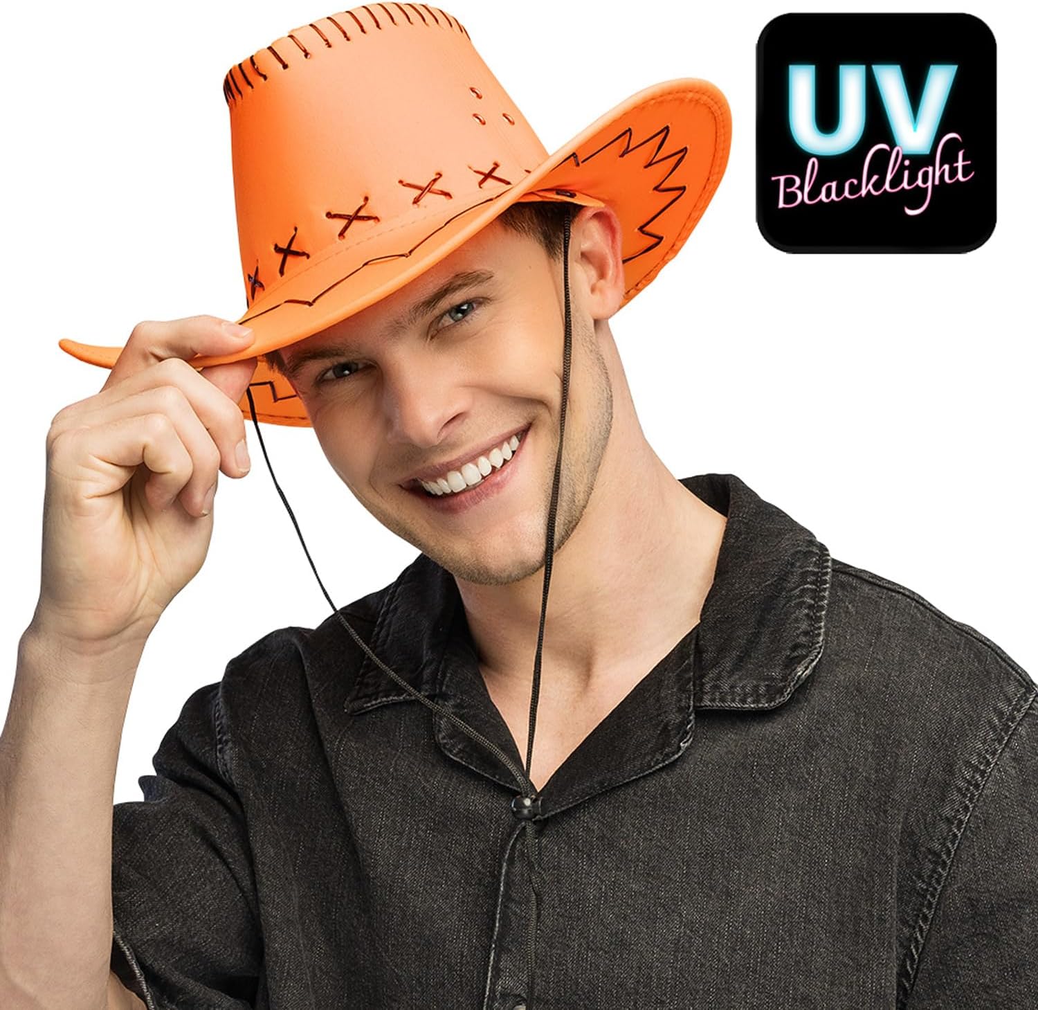 Boland - Verstellbarer UV Cowboyhut Savanne, Neon Western Hut, leuchtet im Schwarzlicht, Kostüm Zubehör für Festival, Karneval, JGA und Mottoparty - Image 8