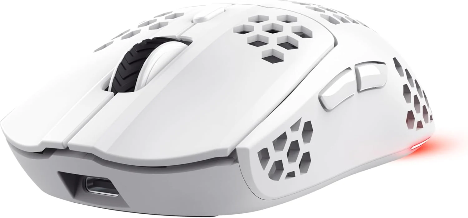 Trust Gaming GXT 929W Helox Wireless Gaming Mouse, Superlight White Gaming Mouse 75g, 80h Battery Life, 2.4 GHz Micro-USB Receiver, LED Lighting, Adjustable DPI (800-4800), Gaming PC Laptop - Image 2