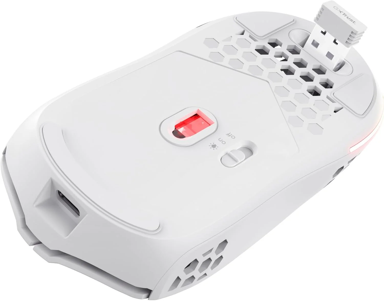 Trust Gaming GXT 929W Helox Wireless Gaming Mouse, Superlight White Gaming Mouse 75g, 80h Battery Life, 2.4 GHz Micro-USB Receiver, LED Lighting, Adjustable DPI (800-4800), Gaming PC Laptop - Image 4