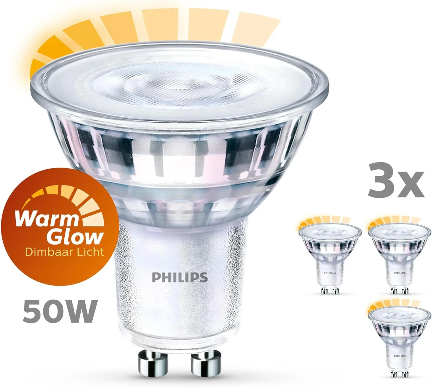 Energiezuinige Philips Led Spot - 50 W - Gu10 - Dimbaar Warmwit Licht - 3 Stuks - Bespaar Op Energiekosten - Image 4