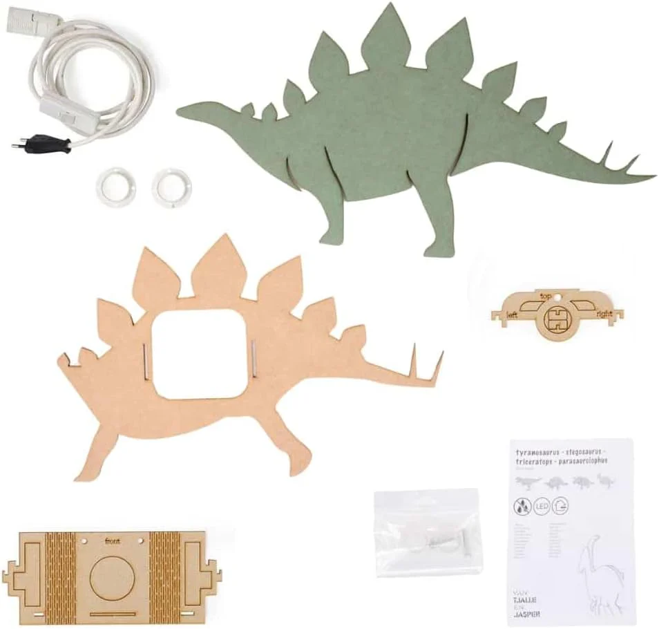 Van Tjalle en Jasper - Van Tjalle en Jasper - Dino Wandlamp Stegosaurus - Hout - Image 2
